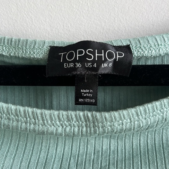 Topshop mint green off the shoulder bodysuit crisscross lace details - Picture 2 of 8